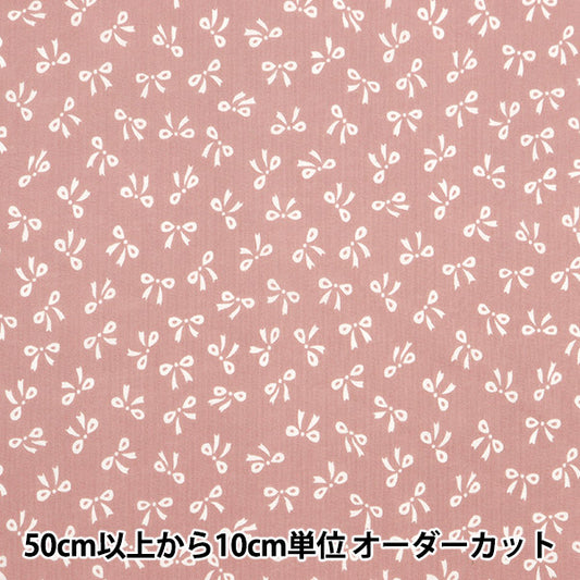 【数量5から】 生地 『シーチング モノバードリボン ピンク NO-RIBB-A』