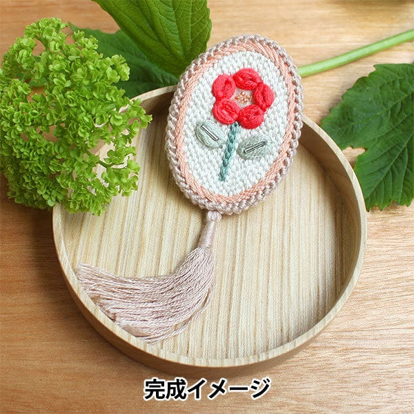 块刺绣套件“ K.Omono(Komono)刺绣Kit Ichirin框架胸针珊瑚粉红色PHC-116-1”