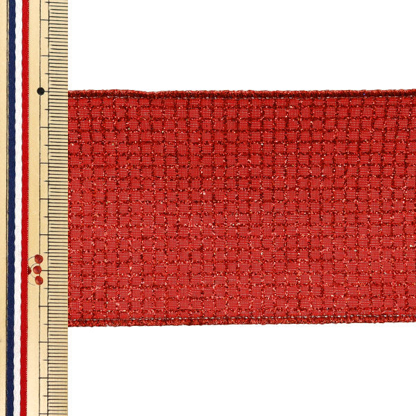 【数量5から】 リボン 『グリッタースクエア 約6.5cm幅 レッド 16番色 9339』 AOYAMARIBBON 青山リボン