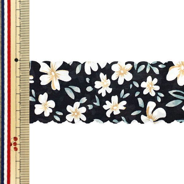 絲帶 《印刷》絲帶 花卉2025约宽38mm×长2m黑色YRC2533-38"