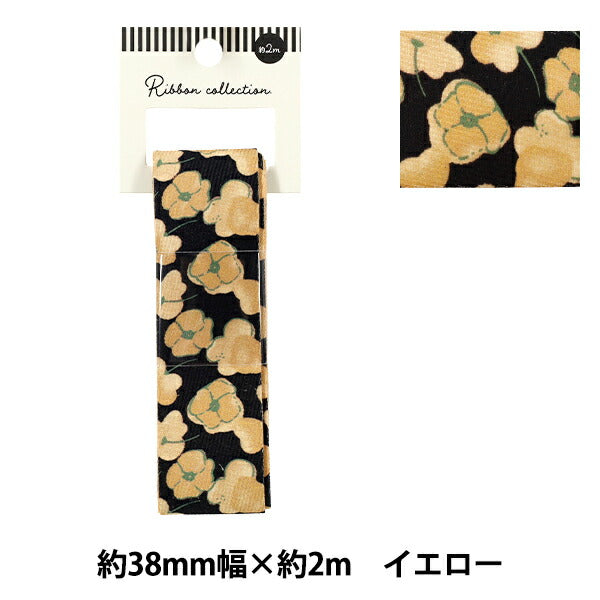 絲帶 《印刷》絲帶 花卉2025约宽38mm×长2m黄色YRC2537-38"