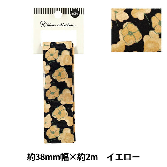 絲帶 《印刷》絲帶 花卉2025约宽38mm×长2m黄色YRC2537-38"