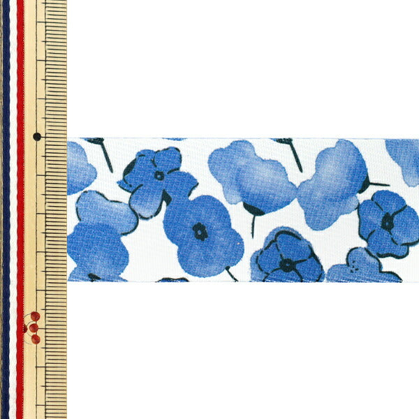 絲帶 《印刷》絲帶 花卉2025约宽38mm×长2m蓝色YRC2537-38"