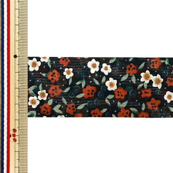 絲帶 《印刷》絲帶 花卉2025约宽38mm×长2m黑色YRC2538-38"
