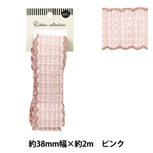 絲帶 “南南南粗花呢磁带2025约宽38mm×长2m粉红色YRC2528-38"