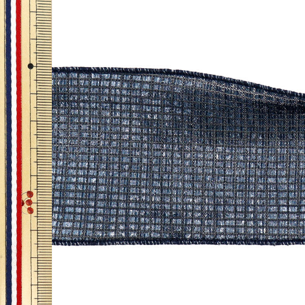【数量5から】 リボン 『メタリック格子リボン 約6.5cm幅 5番色 K251T-TPY13』
