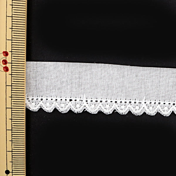 【数量5から】 レースリボンテープ 『綿レース 白 幅約20mm 2302856』