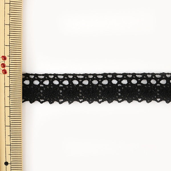 【数量5から】 レースリボンテープ 『トーションレース 黒 幅約15mm 3011-BK』