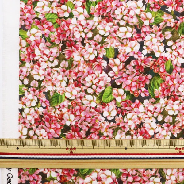 【数量5から】 生地 『インクジェットプリント BLOOM ピンク 27787P』 USAコットン