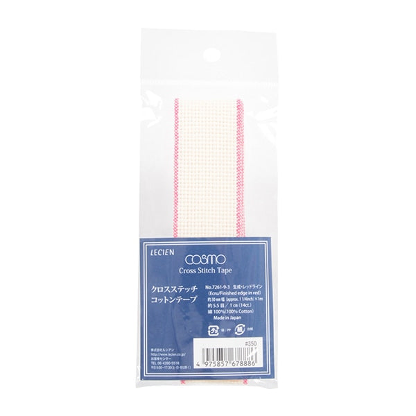 刺绣布 “棉带宽3厘米x 1m 3rd颜色红线7261-9-3” lecien Lecien Cosmo Cosmo