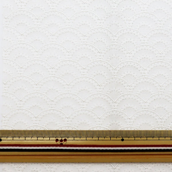 生地 『綿 和柄レース 青海波 カットクロス 約19×50cmパック 純白 P23717-1』
