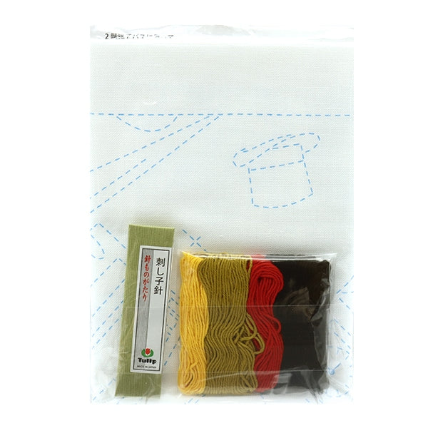 Embroidery kit "Hand-sewn flower towel kit SASHIKO WORLD ENGLAND 2-story bus KSW-027" TULIP tulip