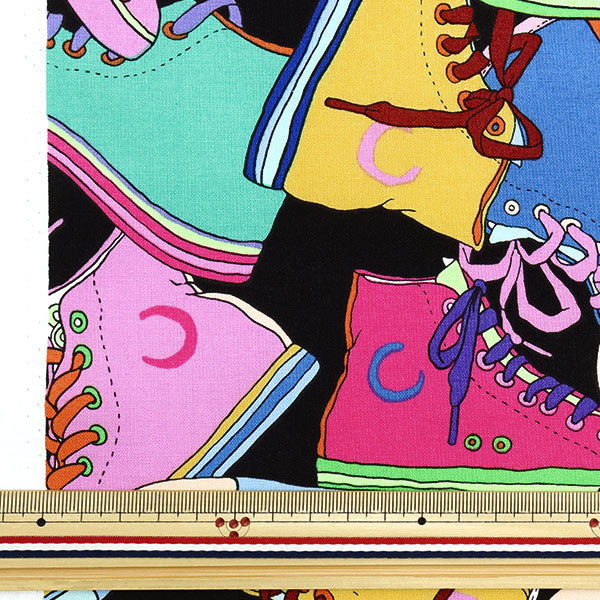 【数量5から】 生地 『USAコットン ALEXANDER HENRY High Tops ブラック 8937-A』