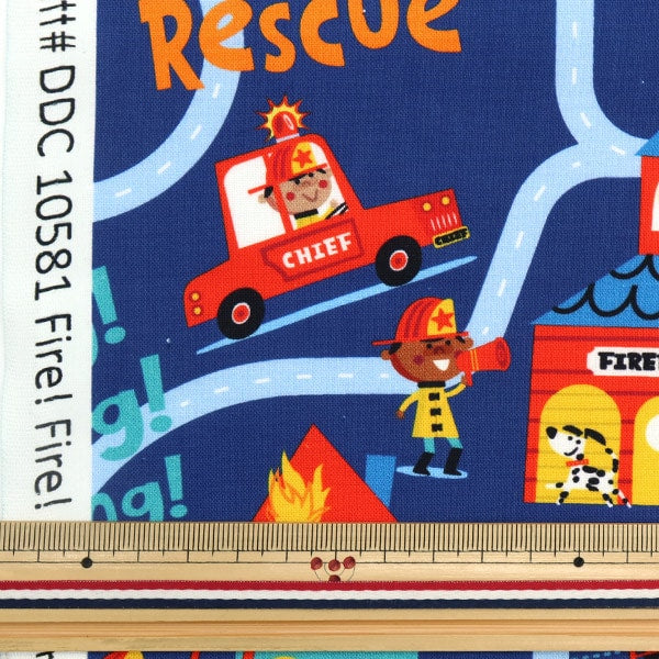 【数量5から】 生地 『USAコットン FIRE!FIRE! ネイビー DDC10581-NAVY』
