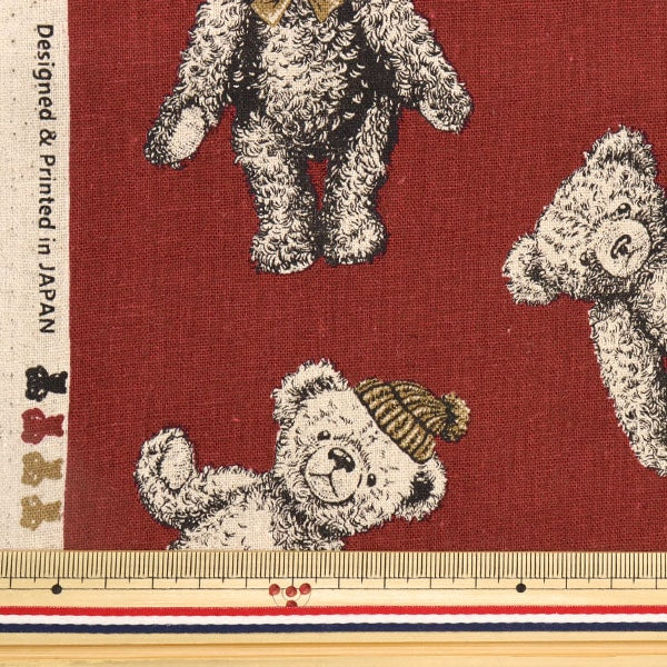 【数量5から】 生地 『綿麻キャンバス GOOD OLDDAYS ボルドー CR8888-1E』 コスモテキスタイル