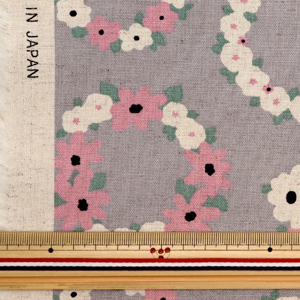 【数量5から】 生地 『う早この布 綿麻キャンバス リース ライトグレー UP5885-B』 COTTON KOBAYASHI コットンこばやし 小林繊維