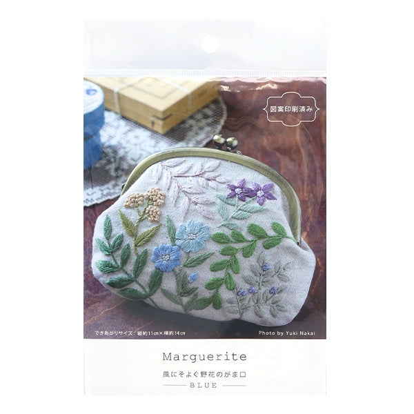 刺しゅうキット 『風にそよぐ野花のがま口 ブルー PHC-114-2』 Piece ピース