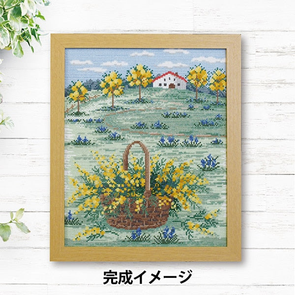 Embroidery kit "Onoe Megumi European landscape Mimosa -colored France early spring hill 7576" Olympus