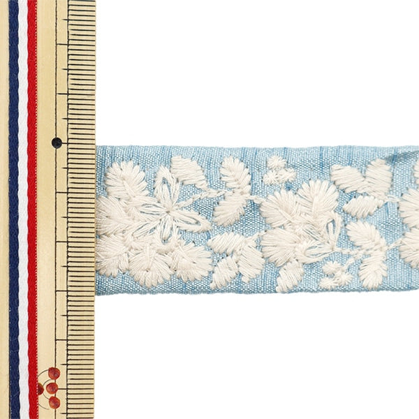 【数量5から】 手芸ブレード 『2022 インド刺繍ブレード ライトブルー 43328A』