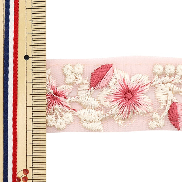 【数量5から】 手芸ブレード 『2022 インド刺繍ブレード ピンク×ピンク 45124A』