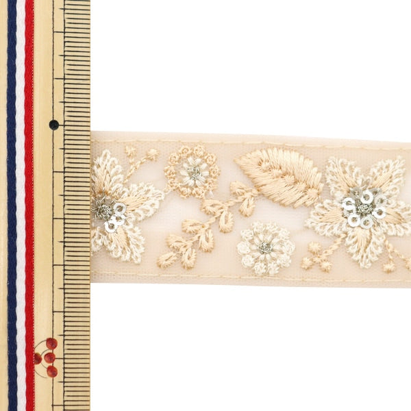 【数量5から】 手芸ブレード 『2022 インド刺繍ブレード ベージュ×ベージュ 45127E』