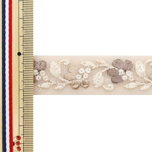 【数量5から】 手芸ブレード 『2022 インド刺繍ブレード ベージュ×ベージュ 45140G』