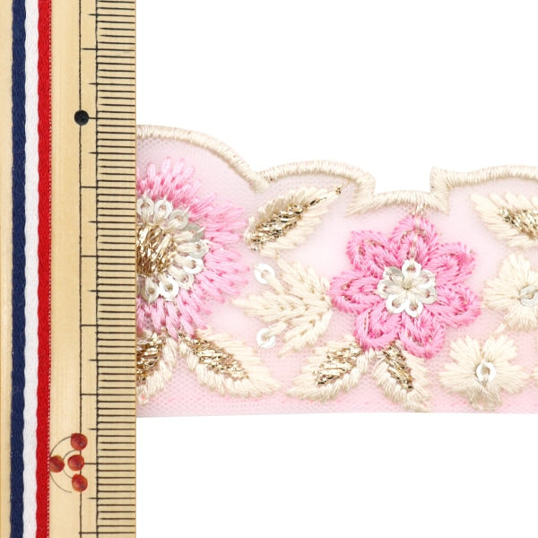 【数量5から】 手芸ブレード 『2022 インド刺繍ブレード ピンク×ピンク 45154C』