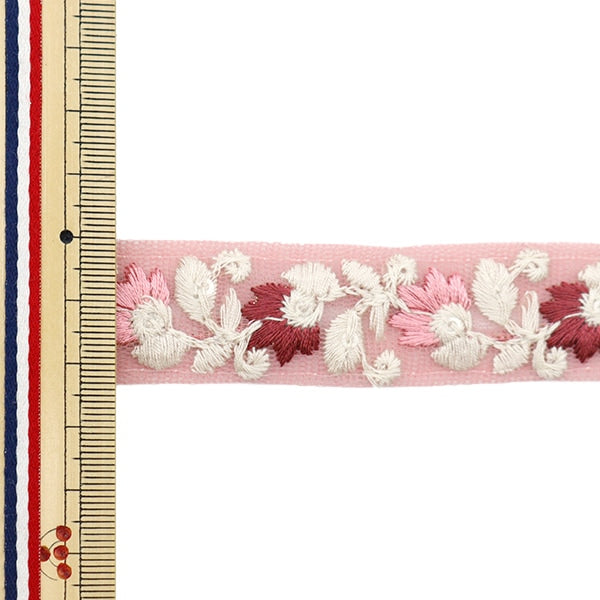 【数量5から】 手芸ブレード 『2022 インド刺繍ブレード ピンク×ピンク 45194B』