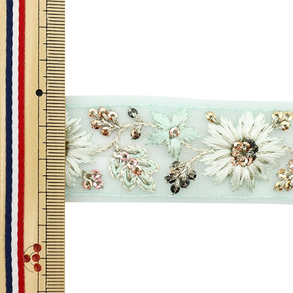 【数量5から】 手芸ブレード 『2022 インド刺繍ブレード グリーン 45180B』
