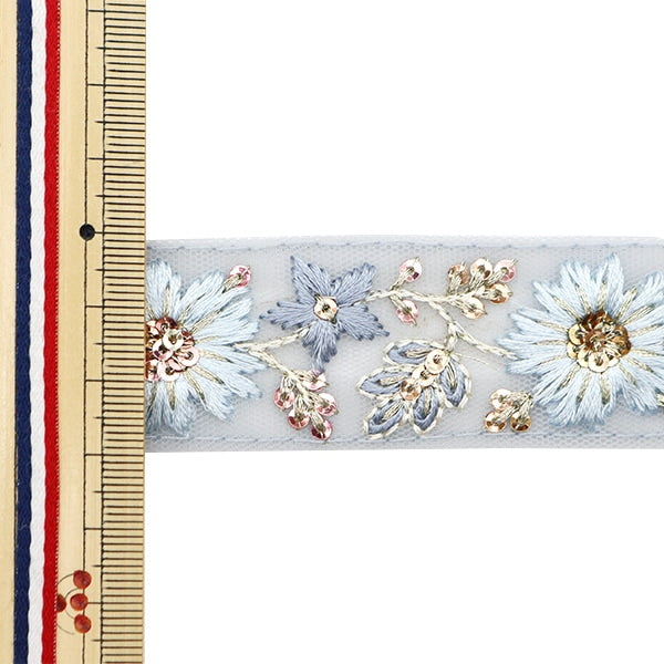 【数量5から】 手芸ブレード 『2022 インド刺繍ブレード グリーン×ミント 45180I』