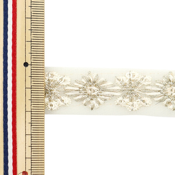 【数量5から】 手芸ブレード 『2022 インド刺繍ブレード ホワイト×ホワイト 157H』