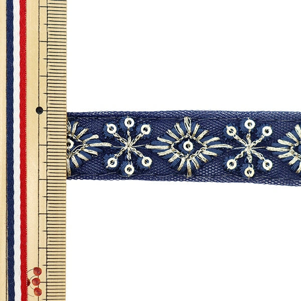【数量5から】 手芸ブレード 『2022 インド刺繍ブレード ブルー 157J』