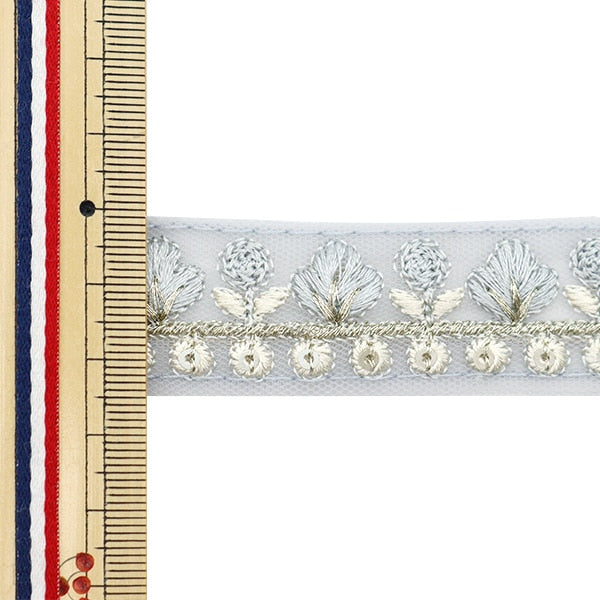 【数量5から】 手芸ブレード 『2022 インド刺繍ブレード ブルーグレー 45172A』