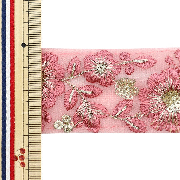 【数量5から】 手芸ブレード 『2023 インド刺繍ブレード ピンク×ピンク 372G』