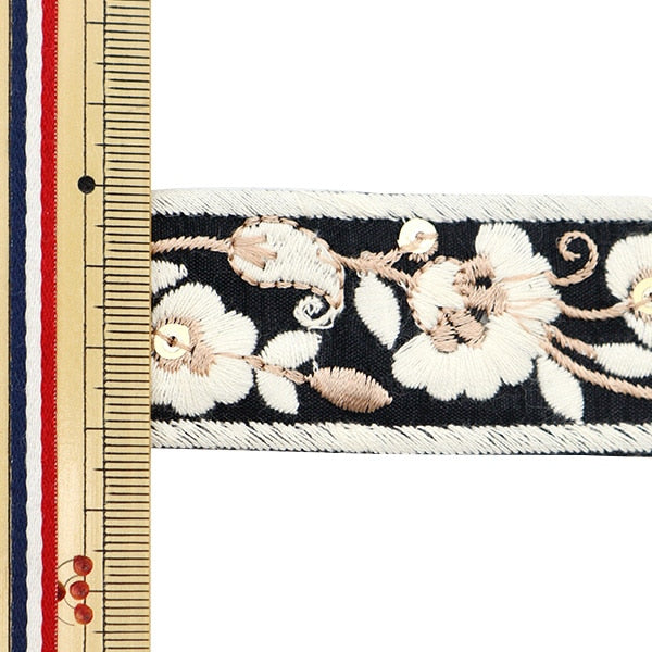 【数量5から】 手芸ブレード 『2023 インド刺繍ブレード ブラック×ホワイト 393A』