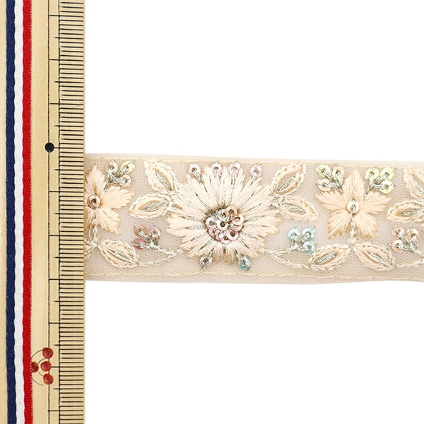 【数量5から】 手芸ブレード 『2023 インド刺繍ブレード ベージュ×ベージュ 434A』