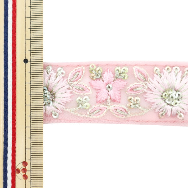 【数量5から】 手芸ブレード 『2023 インド刺繍ブレード ピンク×ピンク 434F』