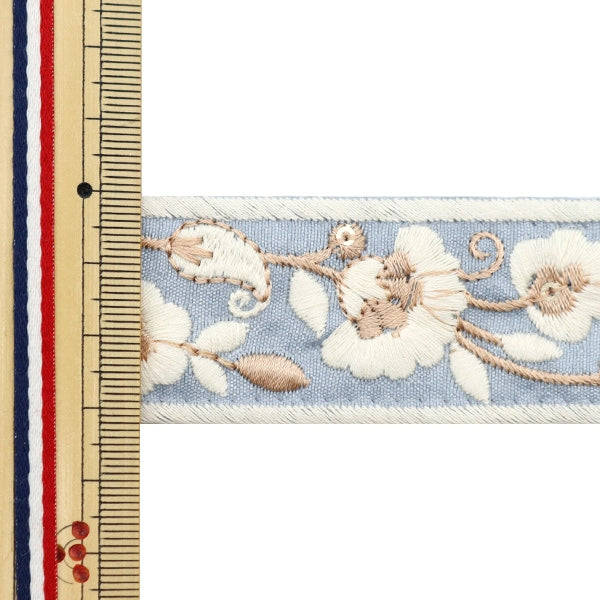 【数量5から】 手芸ブレード 『2023 インド刺繍ブレード ブルー×ホワイト 393I』
