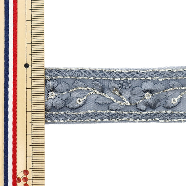 【数量5から】 手芸ブレード 『2023 インド刺繍ブレード ブルーグレー 444M』