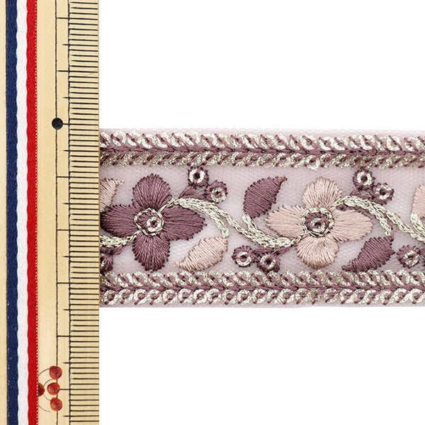 【数量5から】 手芸ブレード 『2023 インド刺繍ブレード ピンク×パープル 514H』