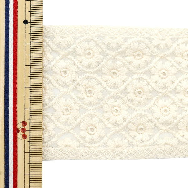【数量5から】 手芸ブレード 『2023 インド刺繍ブレード ホワイト×ホワイト 45653』