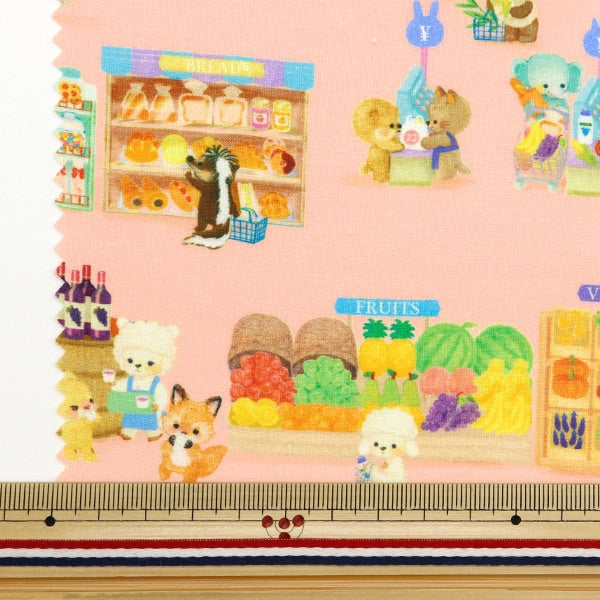 【数量5から】 生地 『60ローンデジタルプリント 22fabric ピッコロマーケット ピンク DP-4425-2B』