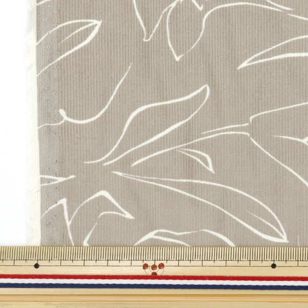 【数量5から】 生地 『21Wコーデュロイソフト加工 線描き花柄 ベージュ COR21P-LF-BE』
