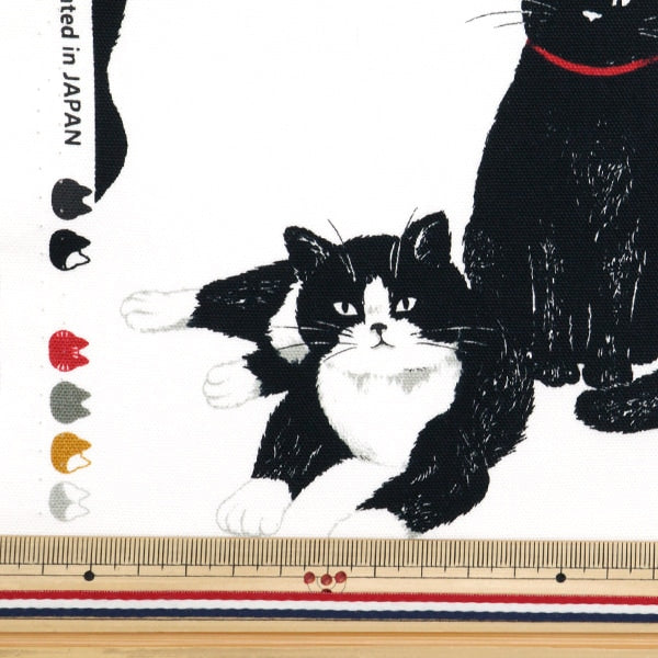 【数量5から】 生地 『オックス ねこ ホワイト OX35406-2A』