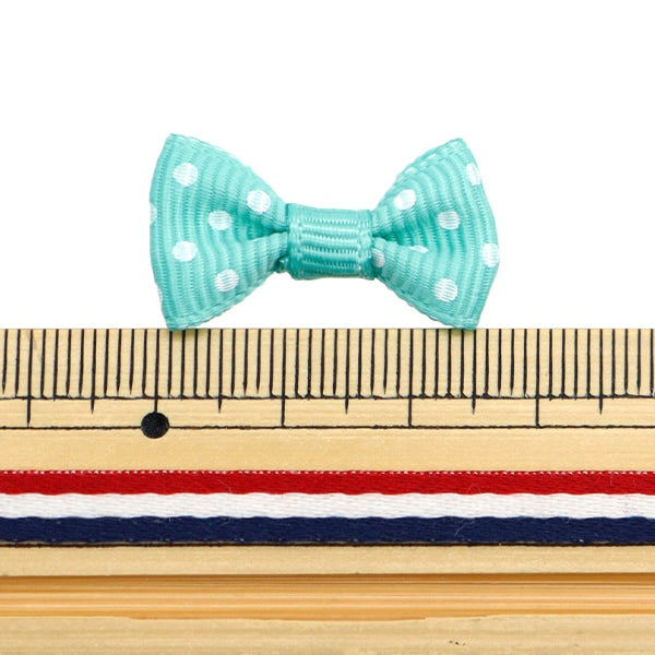 Handicraft parts "MiniRibbonPart Gloglan Green x White Dot YRP-12 "Terai