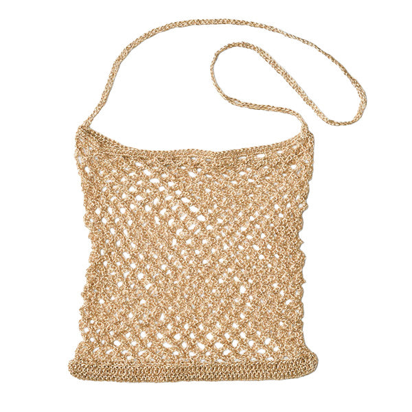 【動画付き】 編み物キット 『Knitting kit メッシュバッグ ゴールド×ピンクゴールド FC-1』 Panami パナミ タカギ繊維