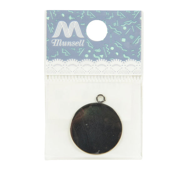 手芸金具 『円貼り付け用ペンダントトップ 20mm ブラック 1個入り #9107』