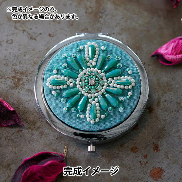 刺绣套件“绿松石蓝色花紧凑镜10-2875”