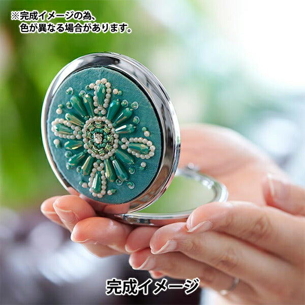 刺绣套件“绿松石蓝色花紧凑镜10-2875”