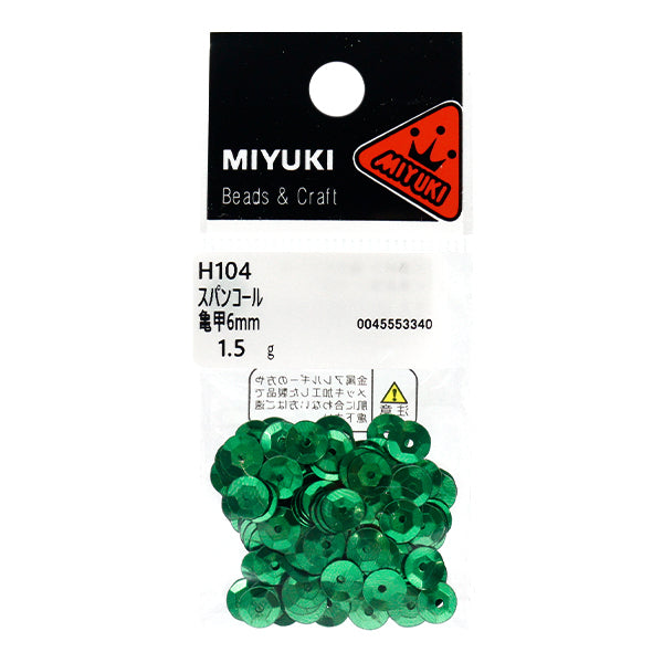 スパンコール 『スパンコール 亀甲 カラー グリーン 約6mm H104』 MIYUKI ミユキ